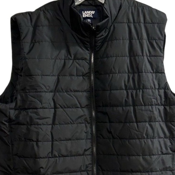 Lands' End Men's Insulated Puffer Vest XXL Black Fall Snap Closure Side Pockets - Picture 2 of 11